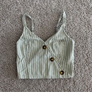 Hollister green stripe crop top